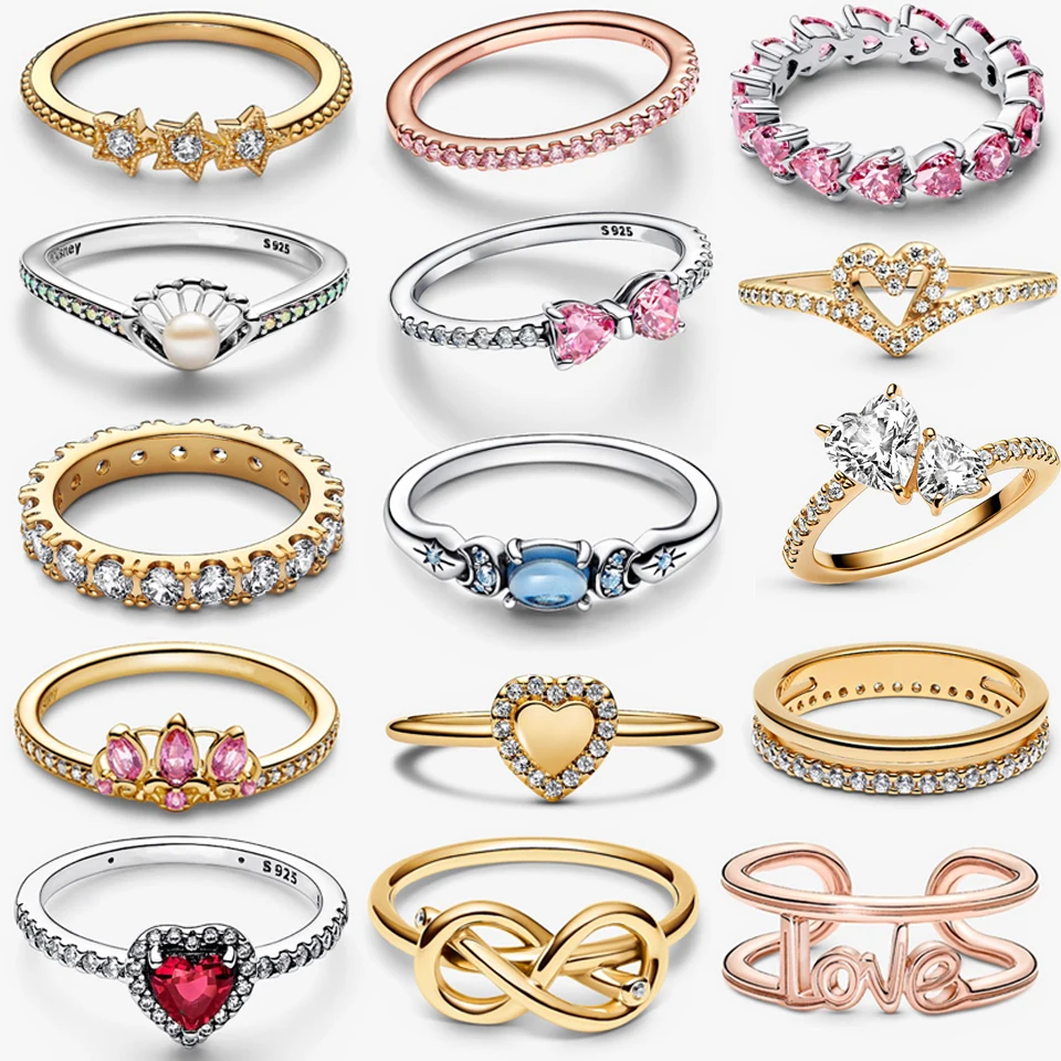 

Новинка 2026 года: Изысканное кольцо из серебра 925 пробы с блестящим сердцем, розой, короной принцессы, бантом и ракушкой. Подарок для самостоятельного создания украшений.