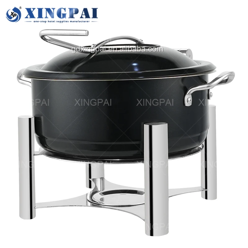 Commercial Buffet Equipment Black Color Chafing Dish Round Chafing Dish Pour Buffet Stainless Steel Chaffing Dish