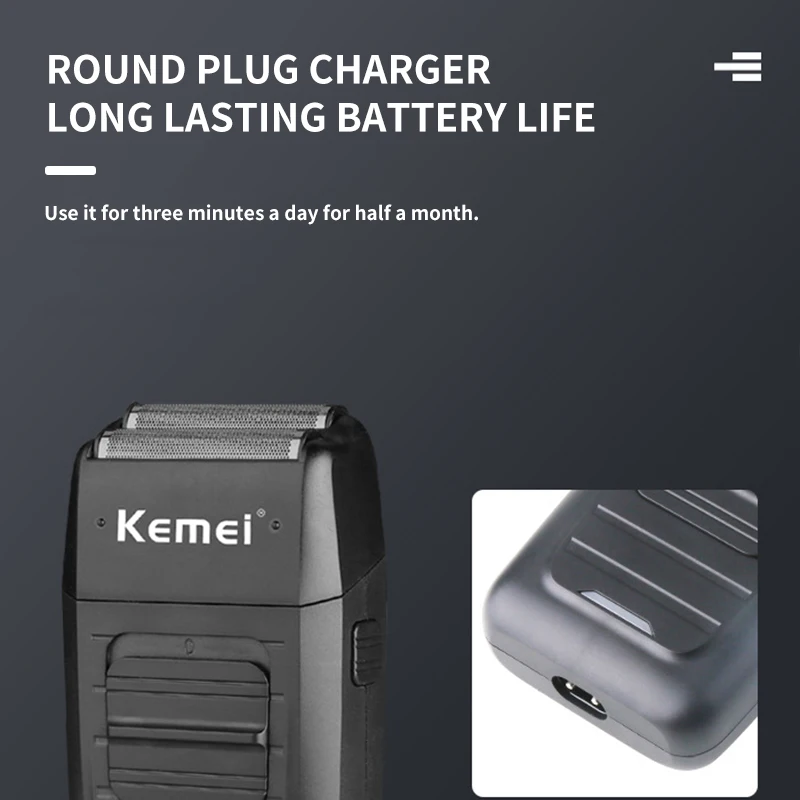 KEMEI-1102 Compact Rechargeable Lithium Ion Shaver Kit,Foil Professional Electric Shaver for Men image 6