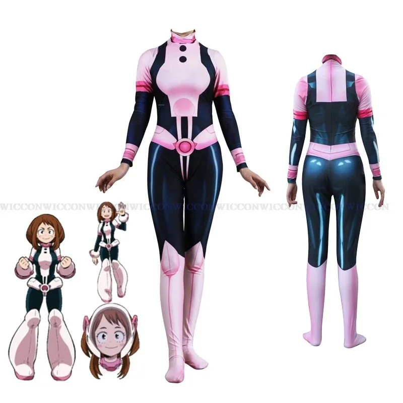 

Anime Asui Tsuyu Cosplay Costumes Jumpsuit OCHACO URARAKA Halloween Fancy Ball Suit Romper For Women Kids Lady Girls