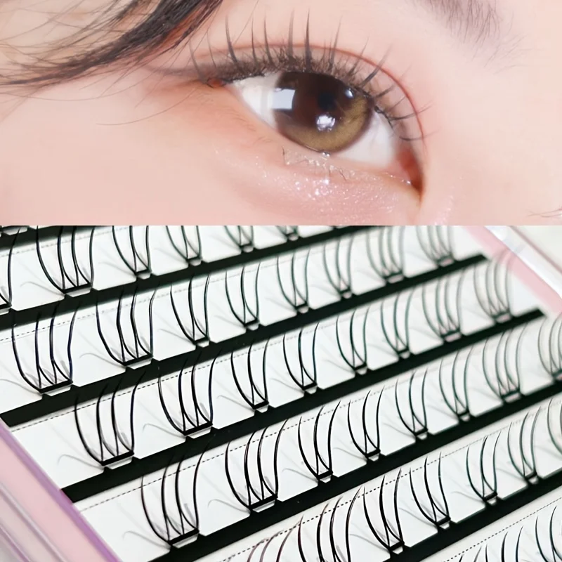 Mixiaohe 3D Korean Girl Group Lashes 80 Clusters 8-11mm Thin Black Band Reusable Segmented Lashes for Beginners