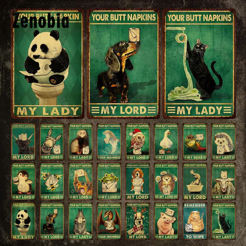 

Забавные Животные металлический знак ваша ягодица салфетки Цитата винтажная Жестяная Табличка для ванной комнаты украшение для туалета