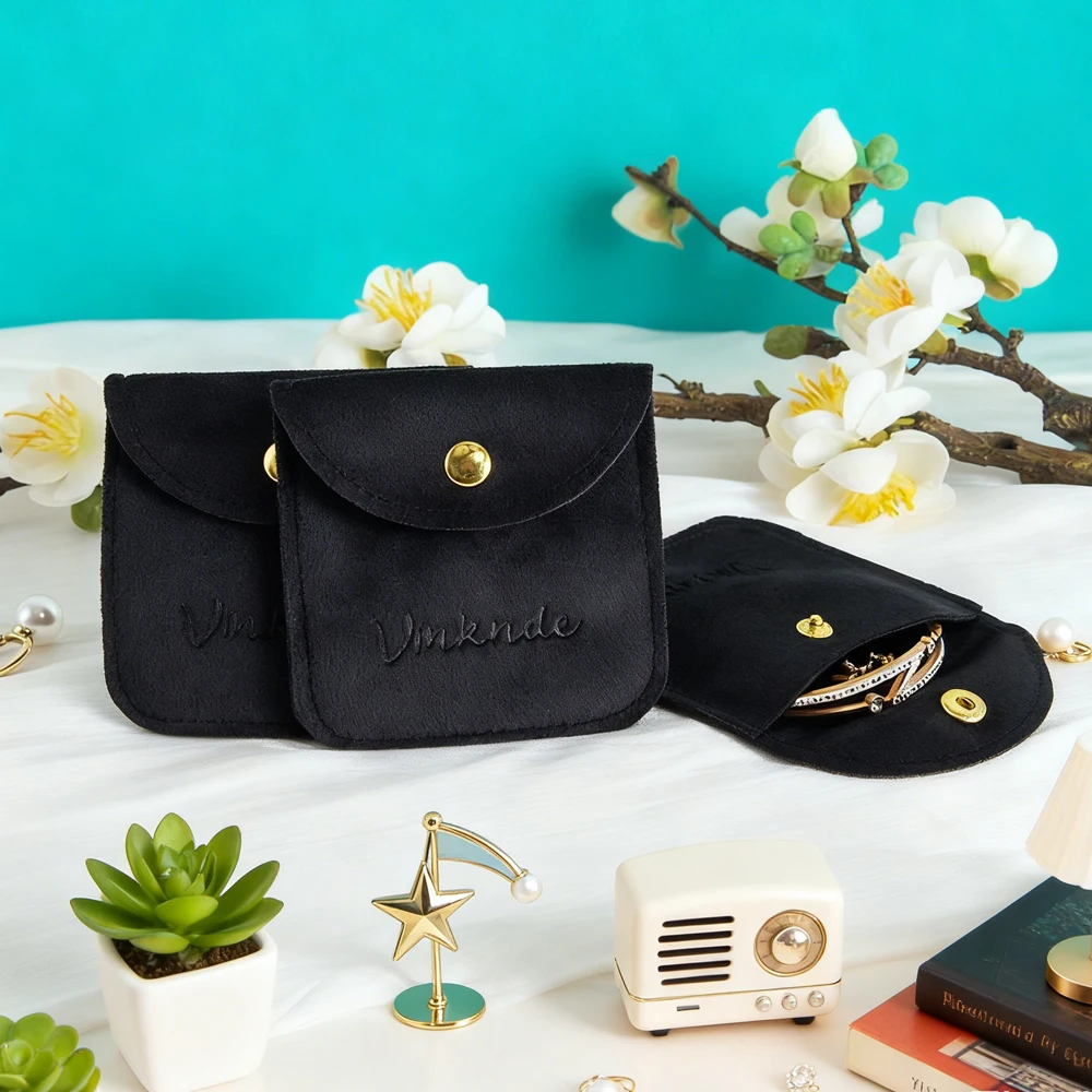 

Black Velvet Button Jewelry Packaging Storage Bag Earrings Necklace Bracelet Bracelet Rings Play Flannelette Jewellery Organizer