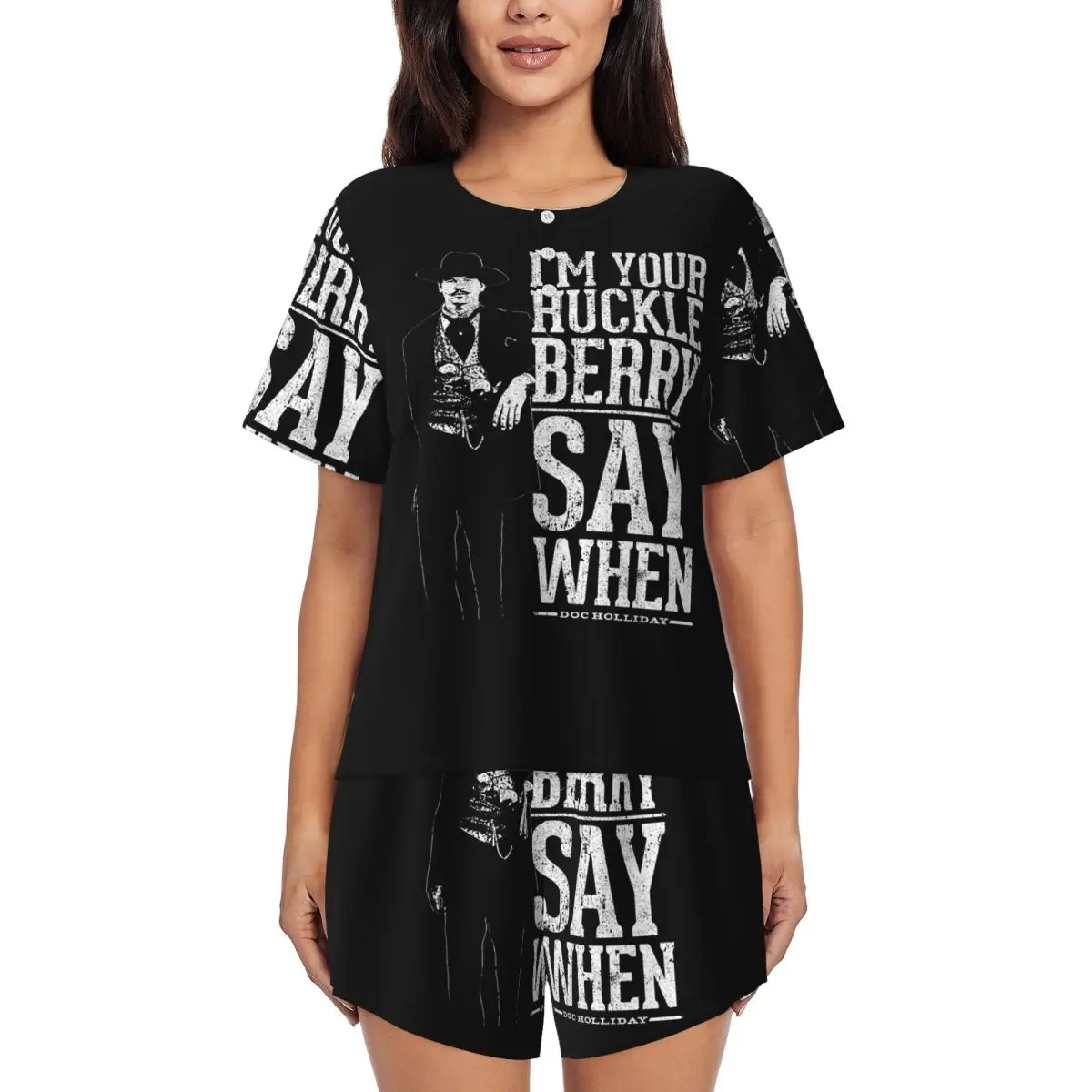 

I'm Your Huckleberry - Ночные рубашки с круглым вырезом и короткими рукавами для сна, женские свободные пижамные комплекты с короткими штанами