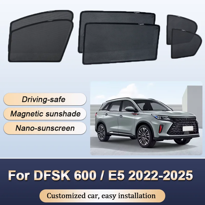 

Солнцезащитные козырьки для DFSK 600 E5 2022-2025, новые солнцезащитные козырьки Fengon 580 Landian E5, магнитная теплоизоляция, аксессуары для оконных козырьков