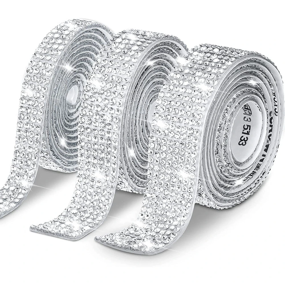 Self Adhesive Crystal Rhinestone Sticker Diamond Ribbon DIY Sticker Rhinestones Arts Crafts Car Phone Decoration Dropshipping