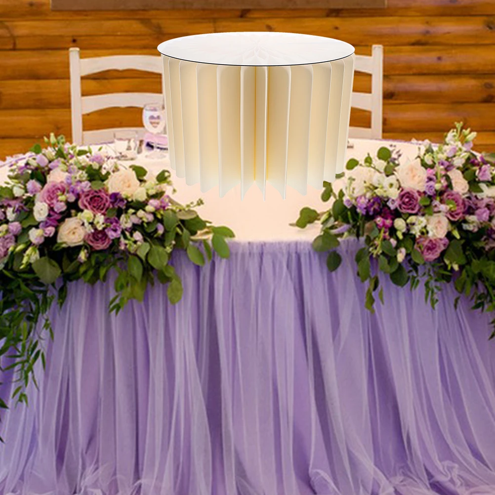 

2 Pcs Foldable Cylinder Pedestal Stand for Party Wedding Dessert White Backdrop Table Centerpiece Round Cake Display