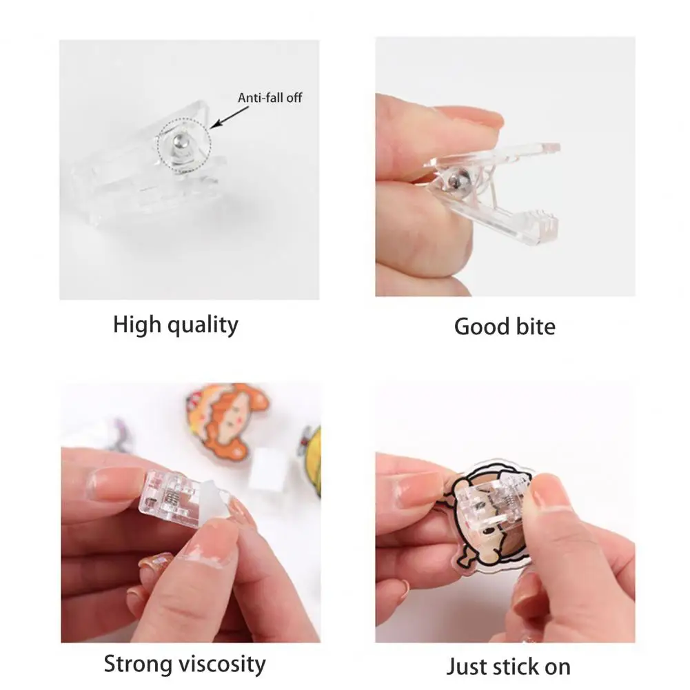 Wall Hanging Clips Acrylic Clips Compact Durable Self-adhesive Wall Clips Versatile Binder Photo Hanging Solution for Various