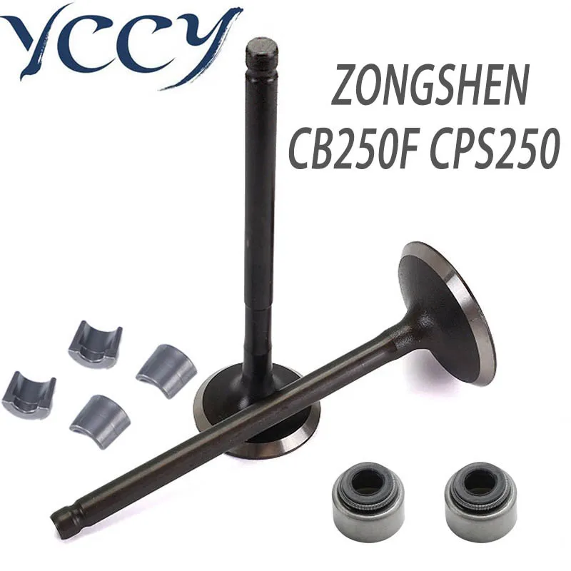 

250cc Motorcycle Engine Exhaust Valves Inlet Intake Stem Kit oil seal For ZONGSHEN CB250-F KAYO CB250F CPS250 RBT250 CB300