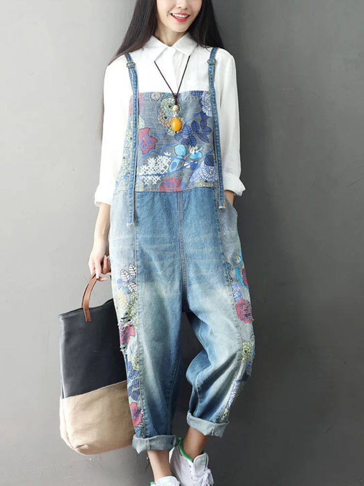 Amax luluE 2025 Spring New Fashion Ladies Bleached Casual Overalls Women Loose Vintage Denim Pantalons Female Oversized Trousers