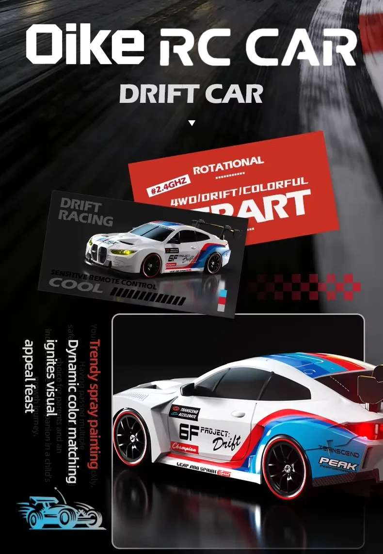 Oike 4WD Ferngesteuertes Drift-Auto 1:24 Mini Ferngesteuertes Rennauto Modell 2.4G Funk Hochgeschwindigkeits 4X4 RC Auto Fahrzeug Spielzeug – Detail 13