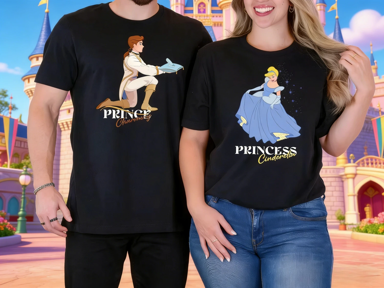 Camiseta con gráfico de los amantes de los príncipes y princesas de Disney para hombre y mujer, camiseta informal de algodón de calidad, holgada, de manga corta, clásica, Unisex, verano 2026