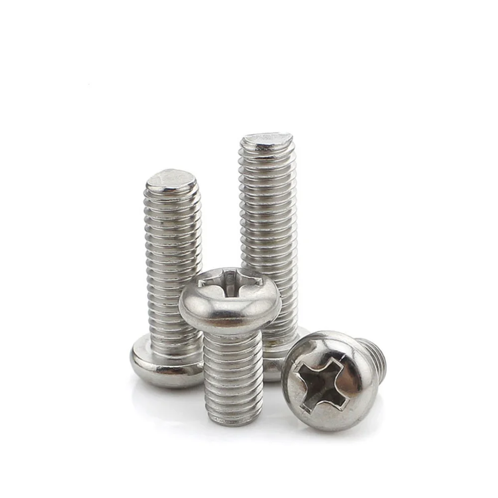 M6 M8 M10 304 Stainless Steel Phillips Button Pan Head Screws Cross Recessed Round Bolts For Woodworking Metalworking Projects