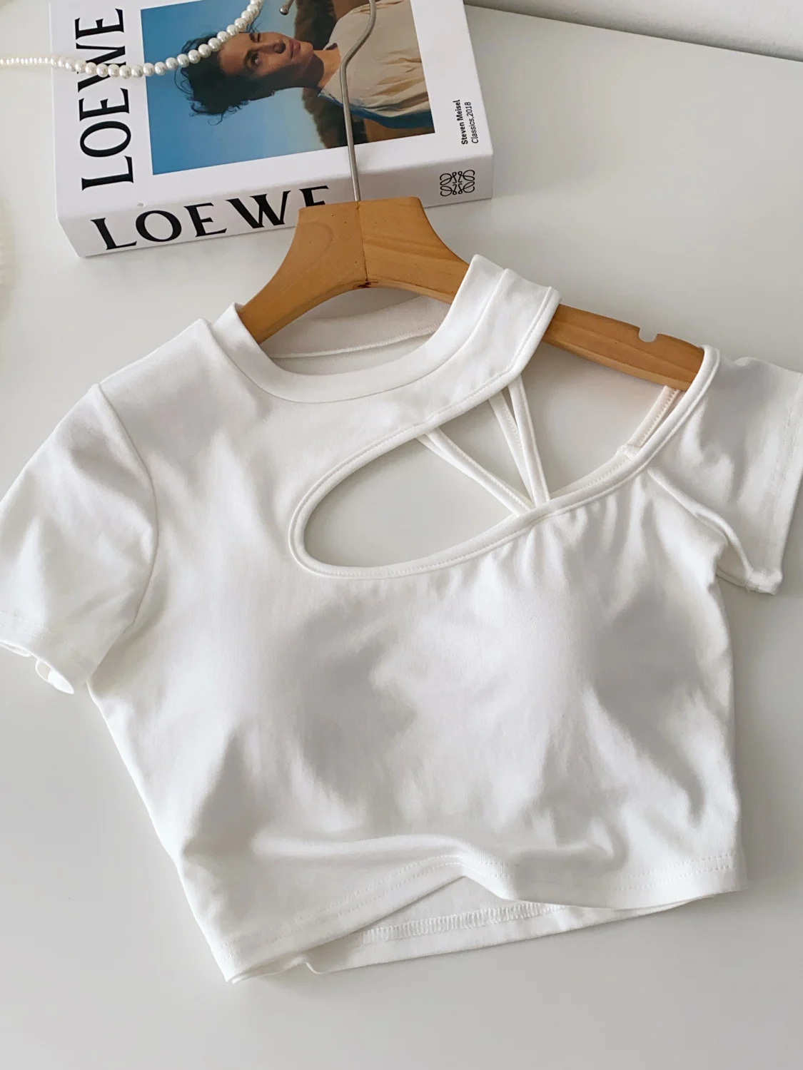 mat ort Sve T-shirt Frauen Sommer Unregelmäßige aushöhlen Design ow Schlüsselbein Bauchnabel Pure Desire Spicy Girl Top