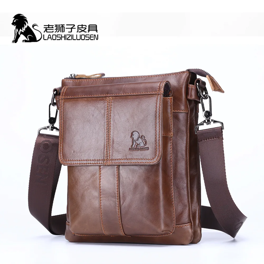 Imagem -05 - Bolsa Crossbody de Couro Genuíno para Homens Bolsas Mensageiro Masculino Bolsa de Ombro com Aba Bolsas de Viagem 100 Couro Nova Moda 2023