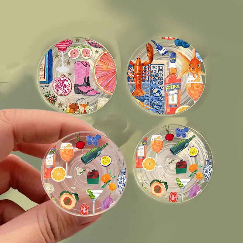 

Cute Summer Fruit Drink Folding Mobile Phone Grip Stand Holder For iPhone 16 15 Samsung Huawei INS Korea Clear Griptok Bracket