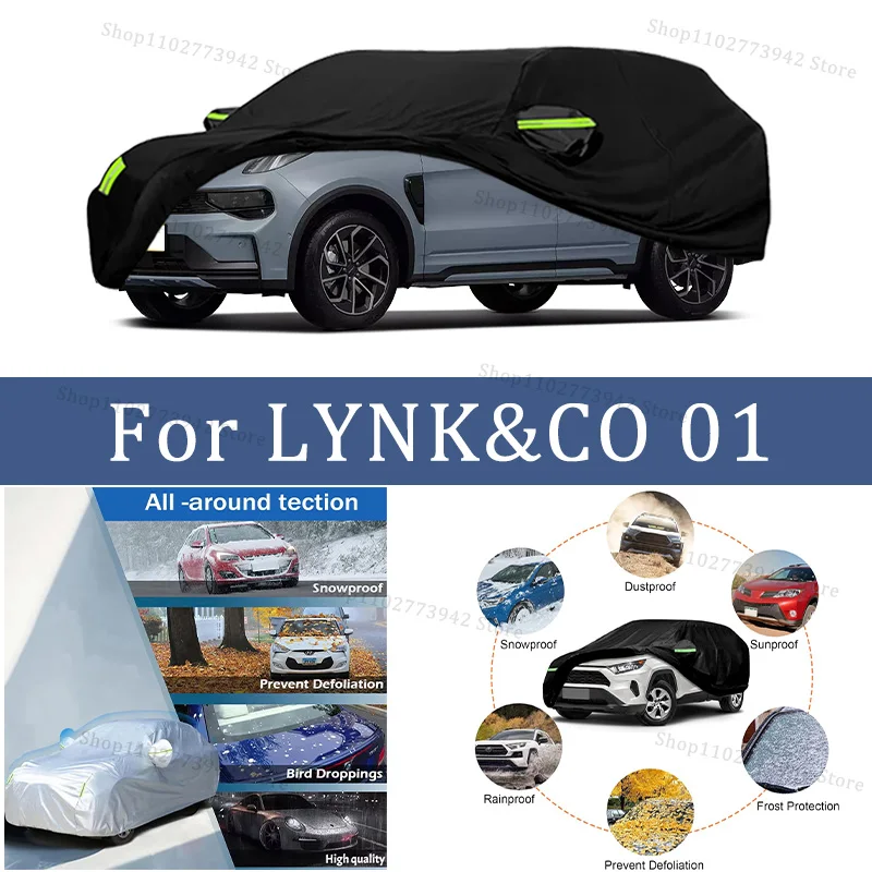 

Car Cover For LYNK&CO 01 Full Exterior Black Silvery-Auto Cover Sunshade Dustproof Waterproof Reflective strips cars accessories