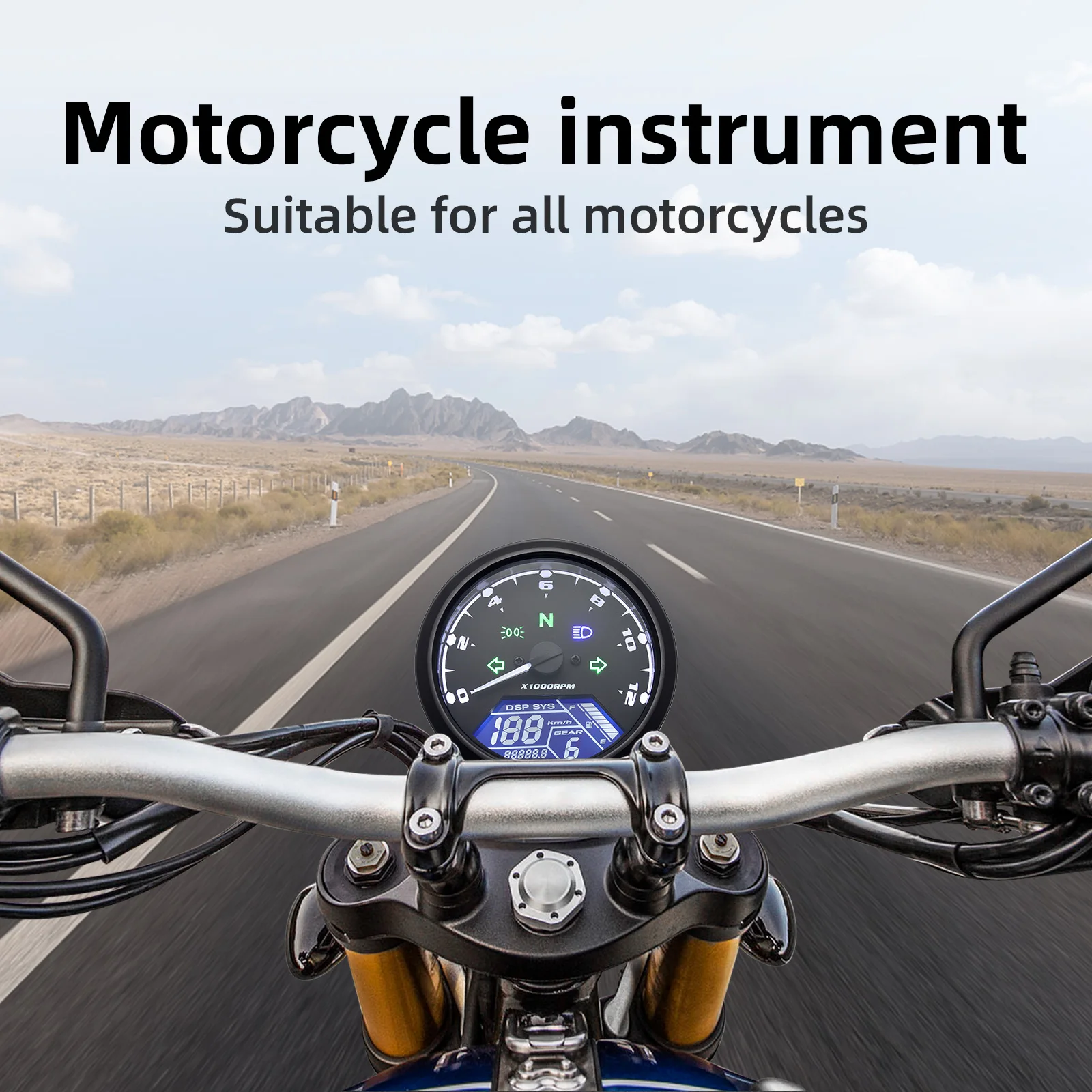 0~12000RPM Universal Motorcycle Speedometer Dashboard Panel Digital LCD Display Speed MPH km/h Tachometer Fuel for Honda Yamaha