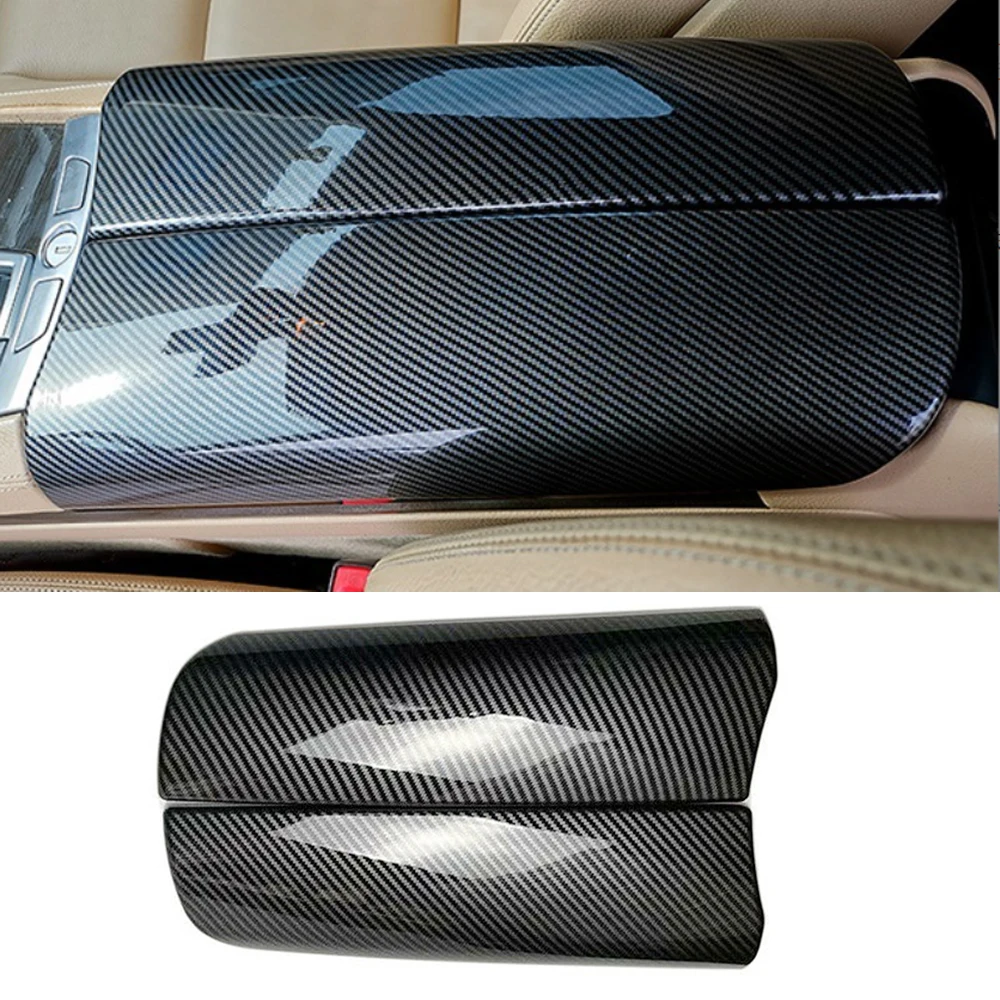 2pcs Carbon Fiber Center Console Armrest Box Cover for BMW 7 Series F01 F02 2009-2015