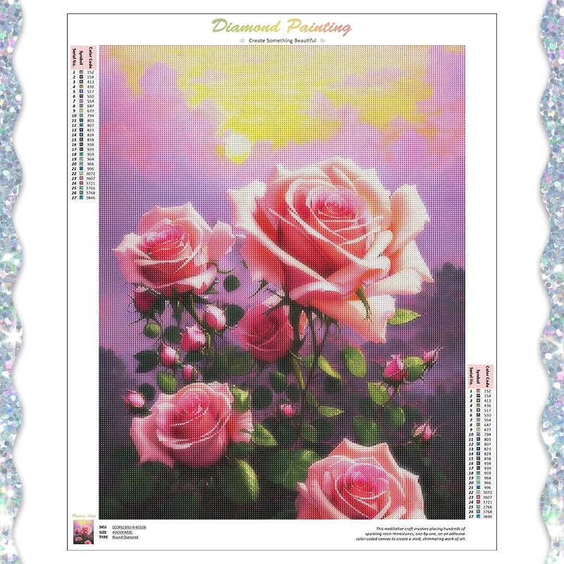 

RUOPOTY diy diamond painting Pink roses Mosaic Diamond Art Personalized Gift Wall Decor