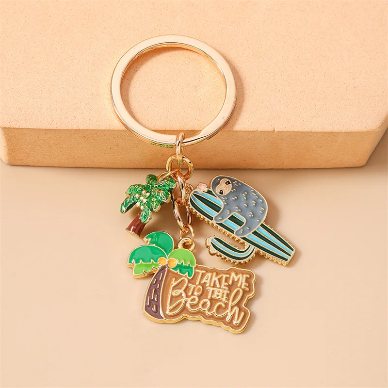 Aihua Niedlicher Sommer-Strand-Kokosnussbaum-Schlüsselanhänger für Frauen und Mädchen, Handtaschenanhänger, Schlüsselanhänger für den Strand, Urlaubs-Schmuckgeschenke – Detail 6