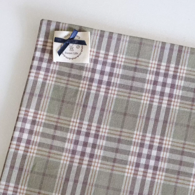 Purple Green Plaid Cotton Fabric DIY Skirt And Headband Sewing Material