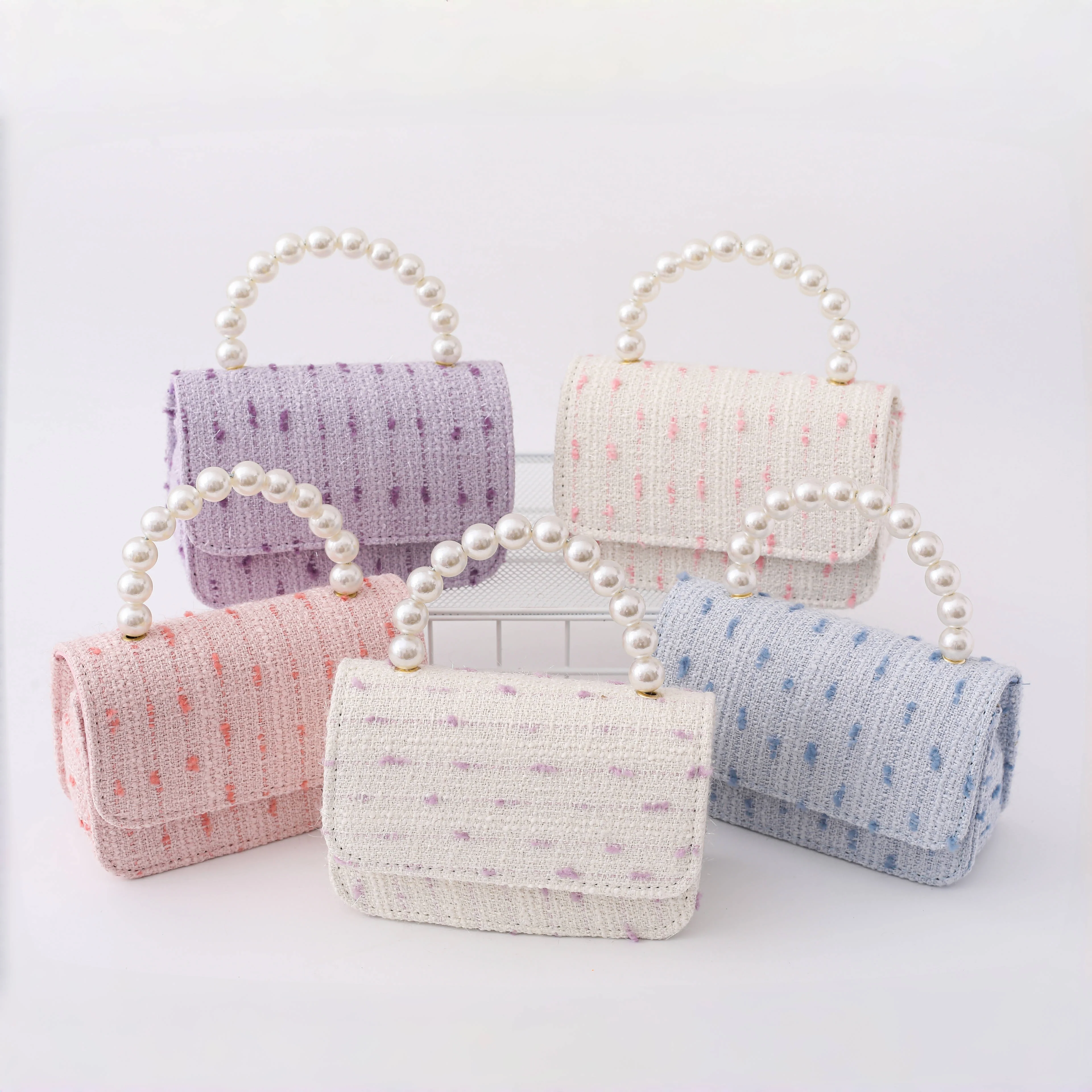 2025 New Spring and Autumn Children's Pearl Handbag Mini Princess Bag Single Shoulder Crossbody Bag DIY Naked Bag