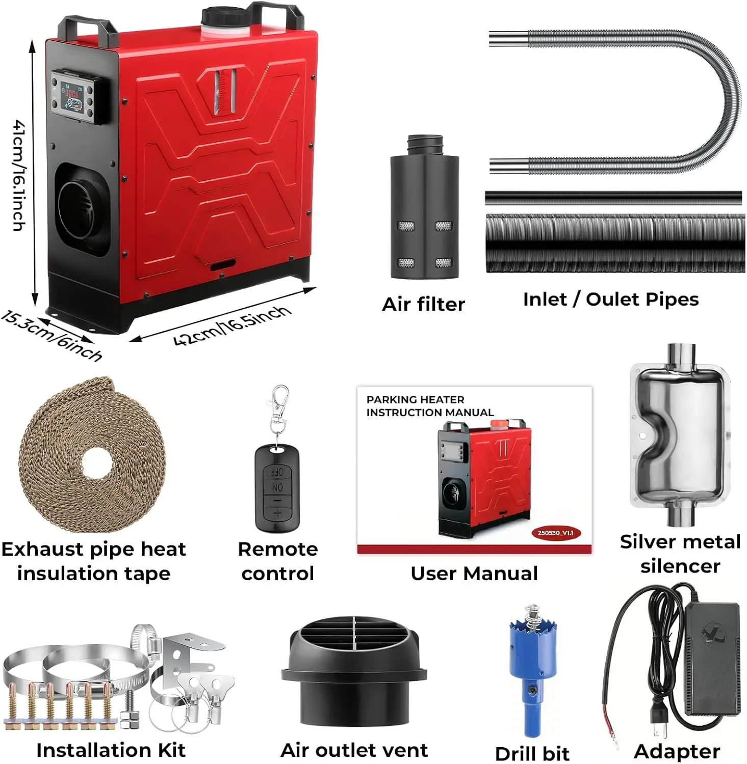 سخان ركن 12 فولت/24 فولت/110 فولت 8 كيلو وات مع جهاز تحكم عن بعد وشاشات LCD، تسخين سريع لقارب تخييم RV