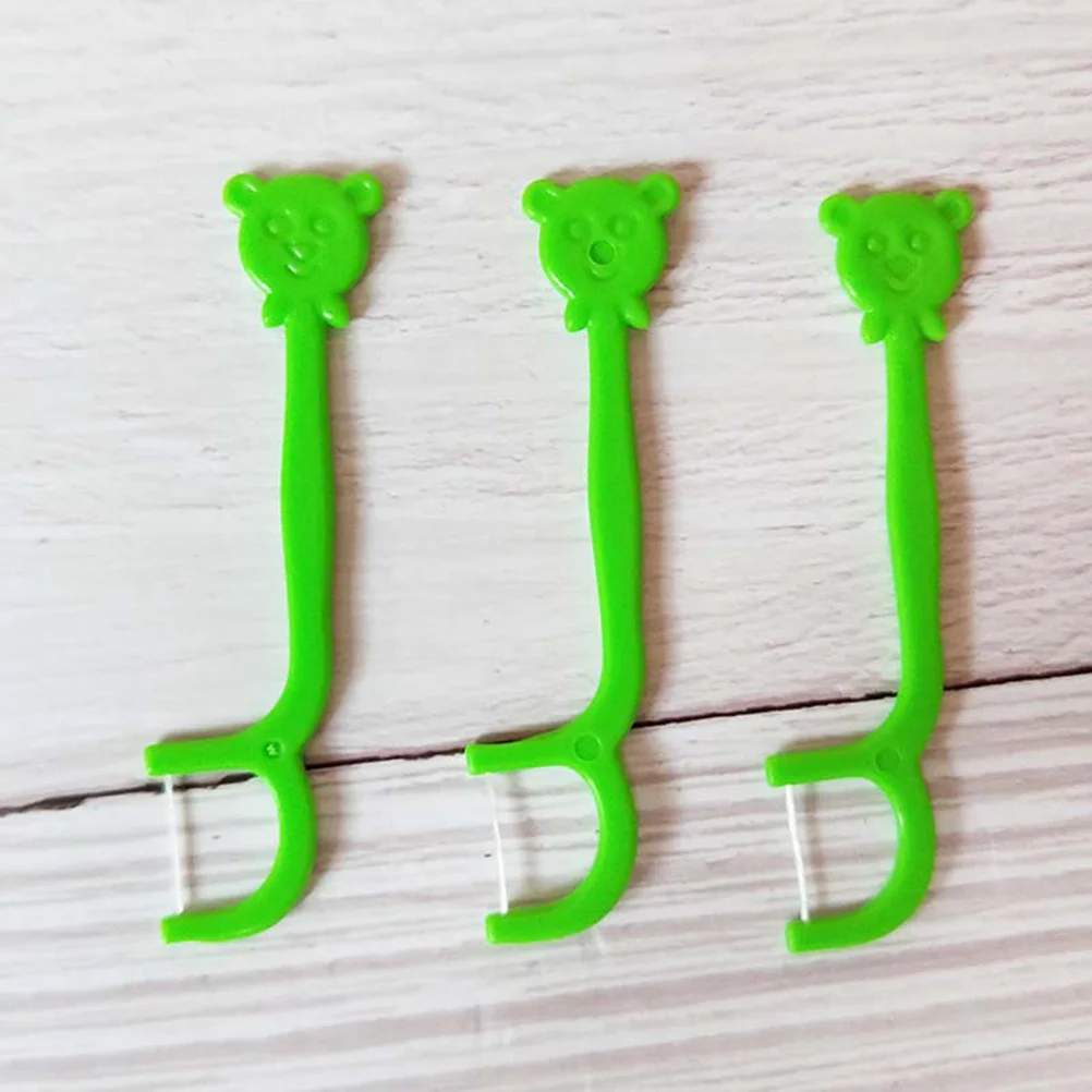 100 قطعة من خيط تنظيف الأسنان للأطفال، خيط تنظيف الأسنان الكرتوني المحمول مع مقبض مريح لسهولة الوصول إلى الأسنان الخلفية، طعام نظيف #2