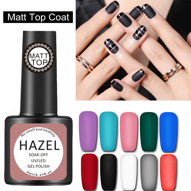 

HAZEL Base/Top Coat Nail Gel Primer Matt Top Coat UV Gel Nail Polish Long Lasting Soak off Varnish Gel Polish Manicure Nail Art