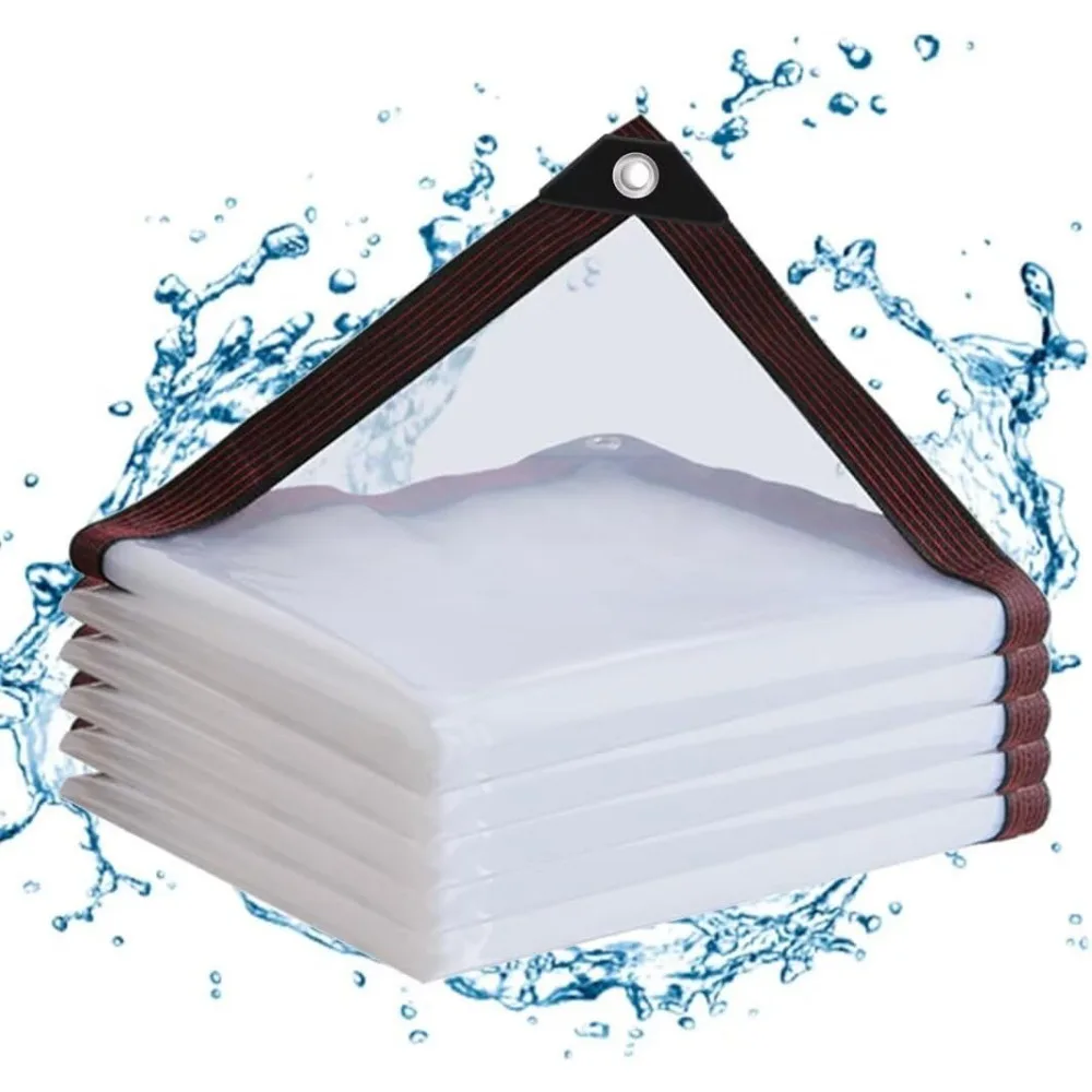 

Clear Waterproof Tarp 10x10ft with Grommets, Heavy Duty PVC Vinyl for Outdoor Garden Patio Camping