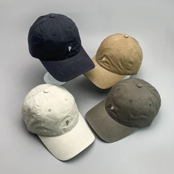 Simple High-quality Kpop Letter P Embroidery Men Women Baseball Hats Cotton Ins Comfortable Unisex Sport Streetwear Fashion Caps