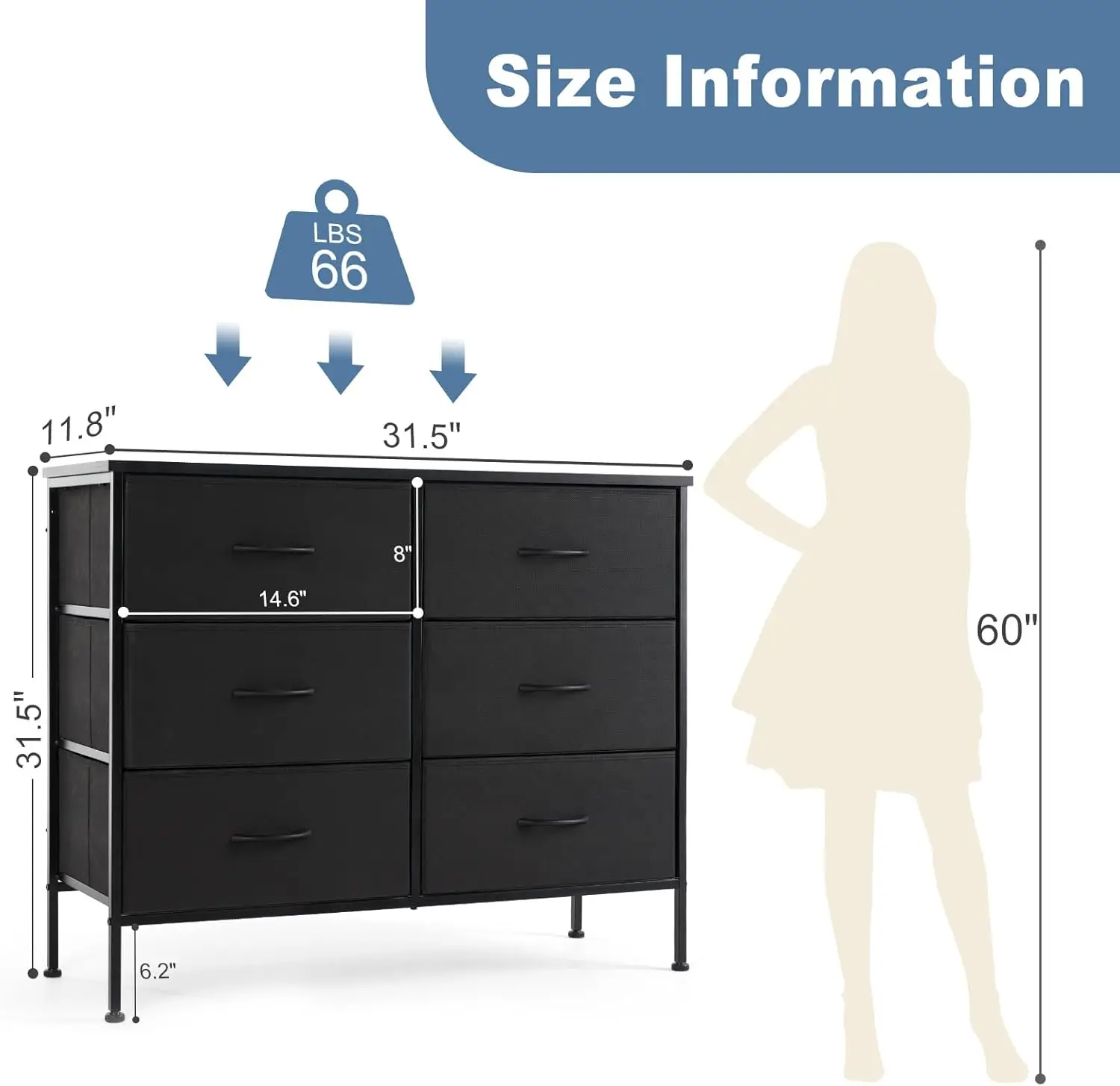 

Подставка для телевизора Dumos для гостиной, комод для спальни, комод с 6 тканевыми ящиками, органайзеры для хранения, тумбочка