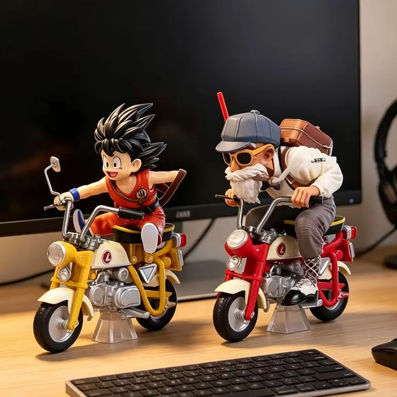 Hot  Dragon Ball Z Anime Figure Son Goku Master Roshi Locomotives PVC Action Kame Sennin Motorcycle Toys Gifts