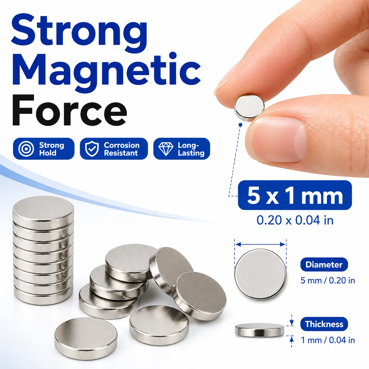 10/20/50 PCS 5x1mm Ultra Thin Mini Fridge Magnets - Small Bulk Refrigerator Magnets for Whiteboard, Office, Kitchen, Home DIY Cr