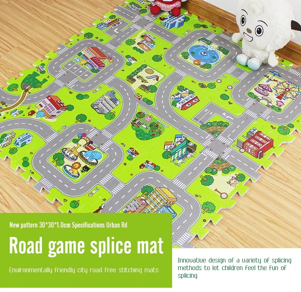 9pcs/lot Baby Play Mat Children Rug Soft Floor Toys Road Traffic Soft Floor Home Decor EVA Kids Foam Puzzles Kids Carpet Playmat