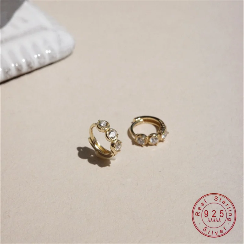 

Girls 925 Sterling Silver Geometric Zircon Mini Hoop Earrings for Girls Wedding Party Fine S925 Jewelry