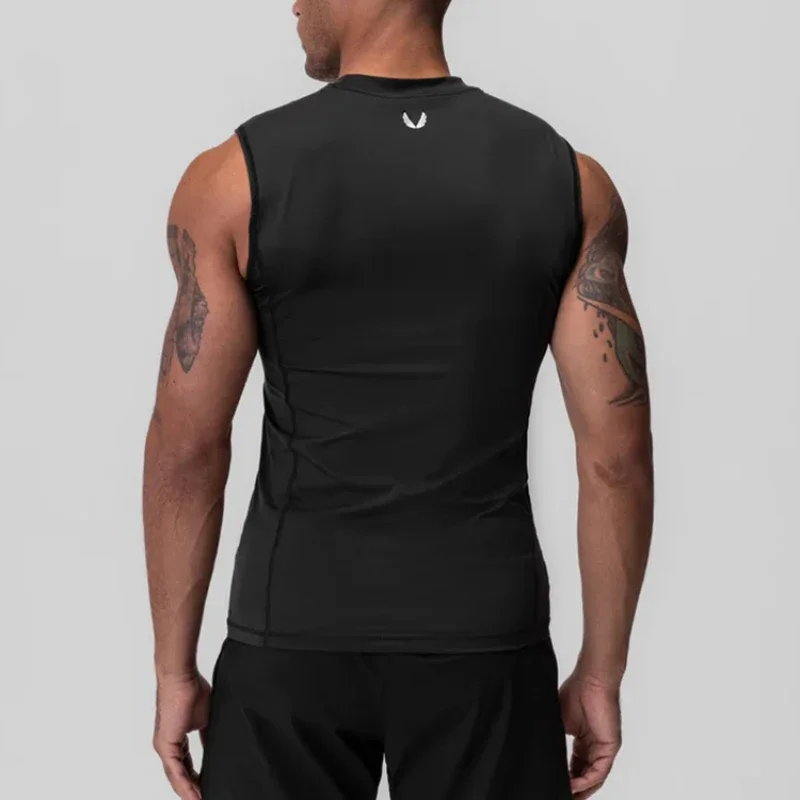 Herren Sommer Kompressions-Tanktop Schnelltrocknend Ärmelloses Unterhemd Fitness Laufen Workout Bodybuilding Sportbekleidung Basisschicht Weste