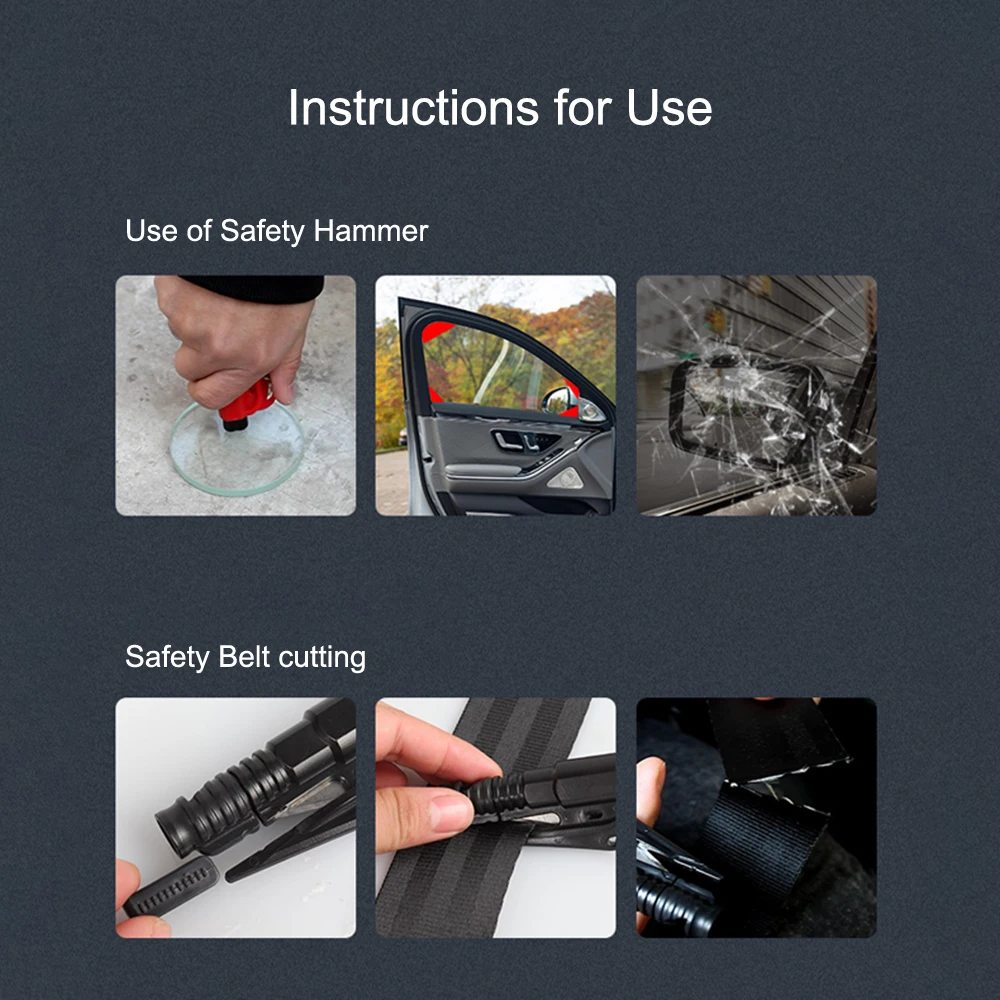 1Pc 3-in-1 Car Keychain Safety Hammer Glass Window Broken Breaker Seat Belt Cutter Compact Emergency Hammer Escape Rescue Tool view 3