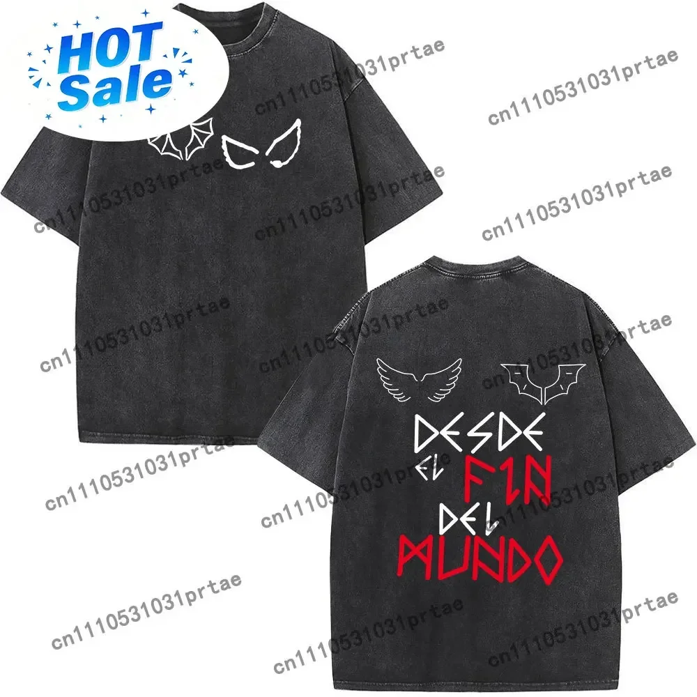 Rapper Duki Modo Dlablo Vintage Washed T-shirt Mens Women Clothing Fashion Hip Hop Short Sleeve Oversized T-shirts Streetwear bl
