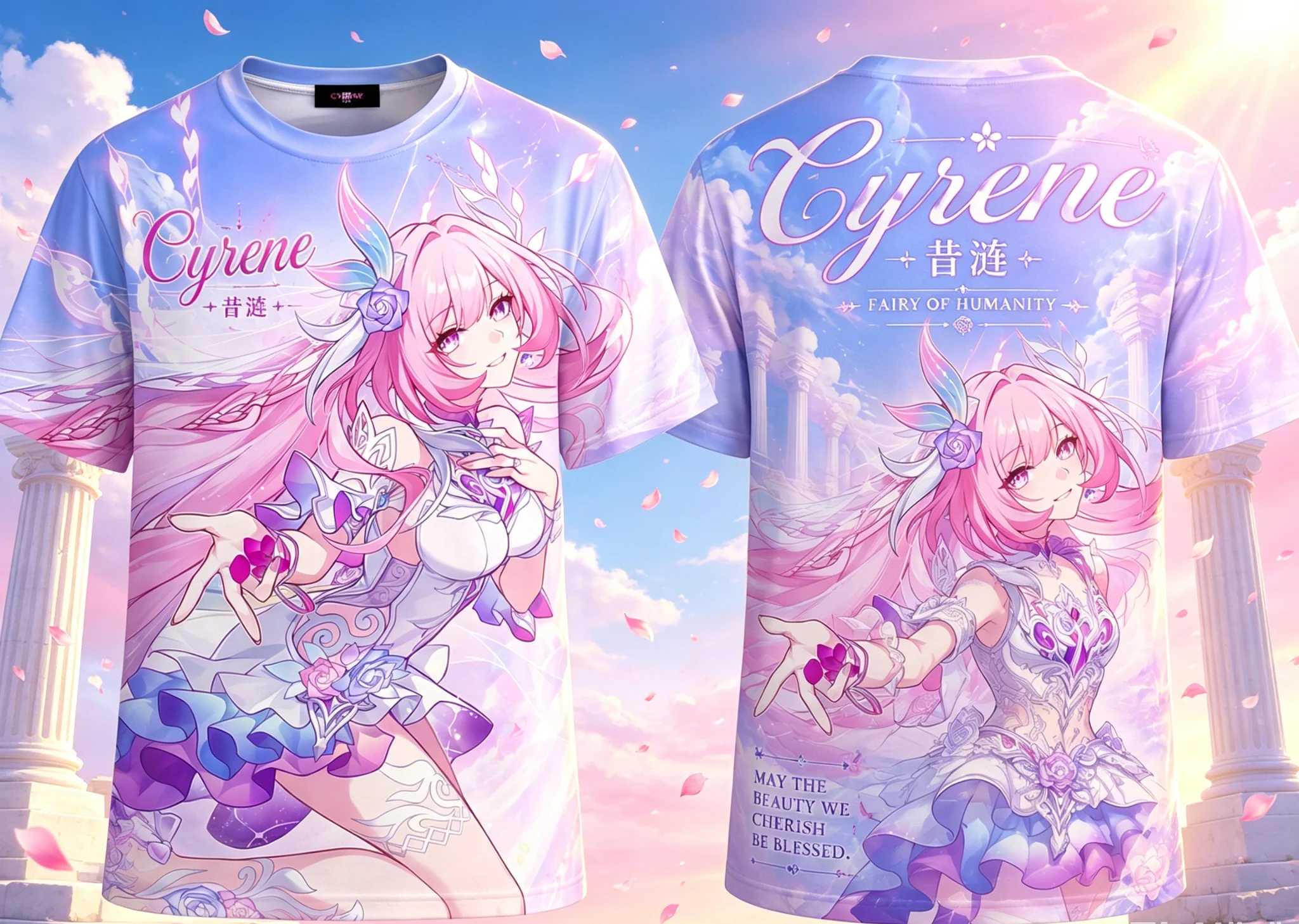 Cyrene Xilian Honkai Impact T-shirt Men Women 3D Full Print Anime Fairy Short Sleeve Casual Streetwear Top