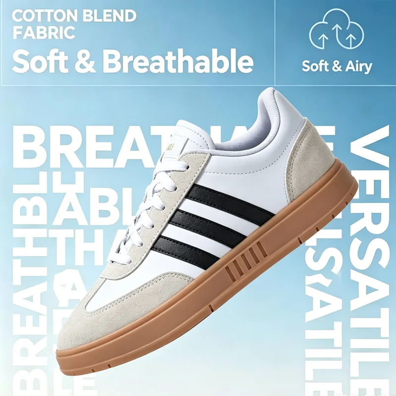 Zapatillas Adidas 2026 de Caña Baja con Cordones, Parte Superior Sintética, Suela de Goma, Blanco Beige Negro, Calzado Deportivo Casual IE9044