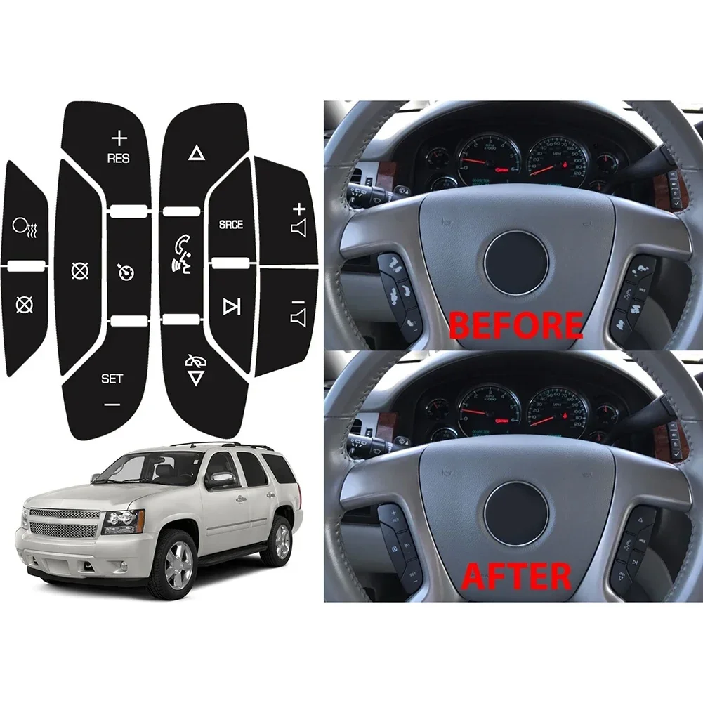 Car Stickers Steering Wheel Button Sticker Replacement Steering Wheel Button Stickers For GMC ForYukon 2007-2014 Car Accessories