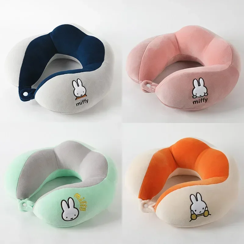 Miffy-almohada Cervical Occipital para el cuello, cómoda almohada de viaje en forma de U para coches y aviones, cuatro joroba, región Kawaii