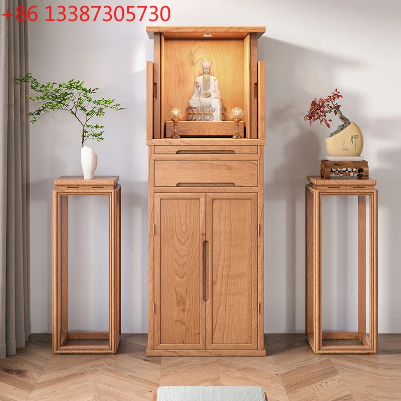 

New Chinese black walnut vertical cabinet with door double shrine modern home