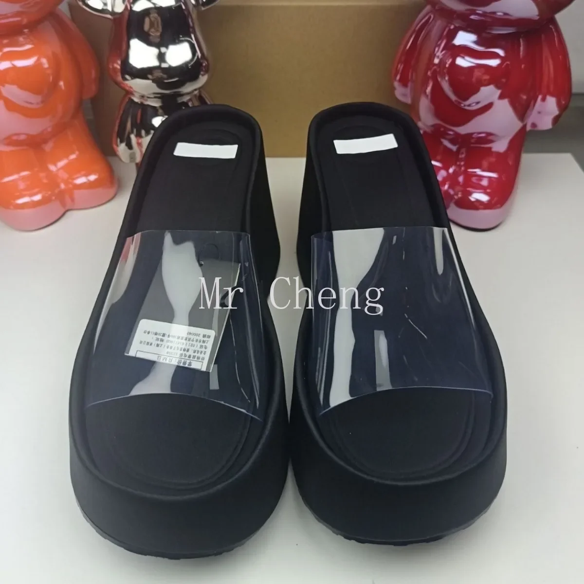 Traf 2024 Summer New Platform Wedge Heel Slippers Thick Sole Sandals Women's Fashion Online Celebrity Transparent High Heels