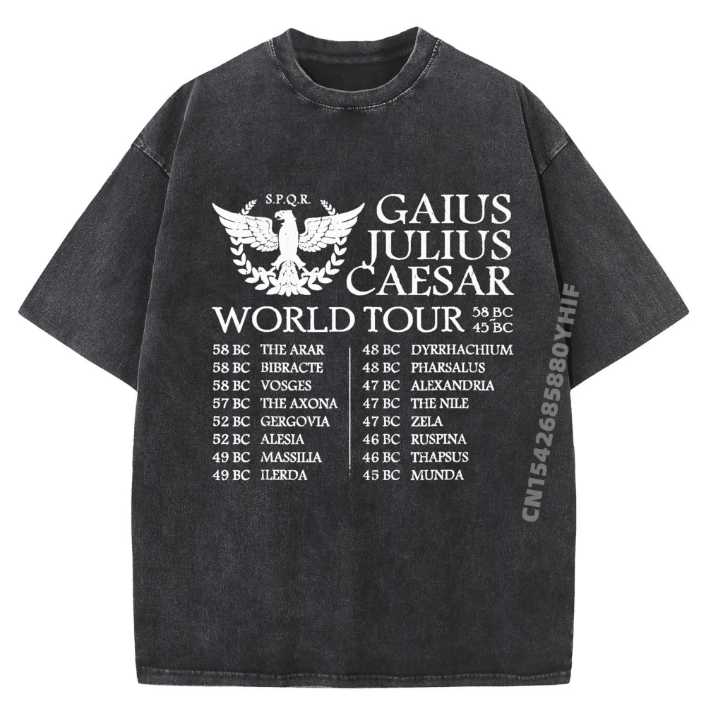 

World Tour Caesar Gaius Julius Historic Roman Empire Brand T Shirt Vintage Washed Clothes Mens Graphic Tees