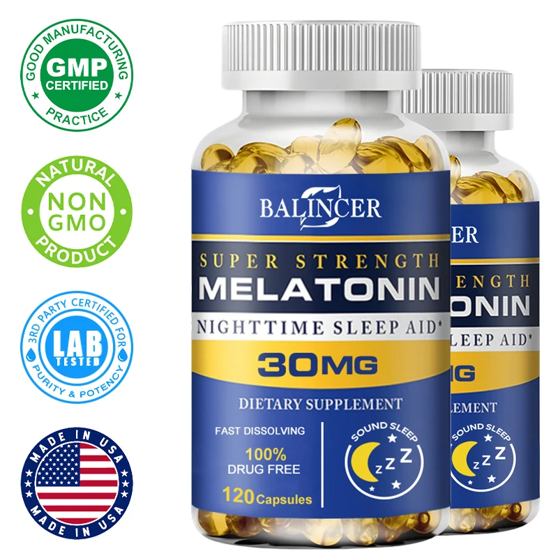 

Melatonin Supplements Help with Healthy Rest Cycles, Relaxation, Calm The Mind, Fall Asleep Faster, Nighttime Support Supplement