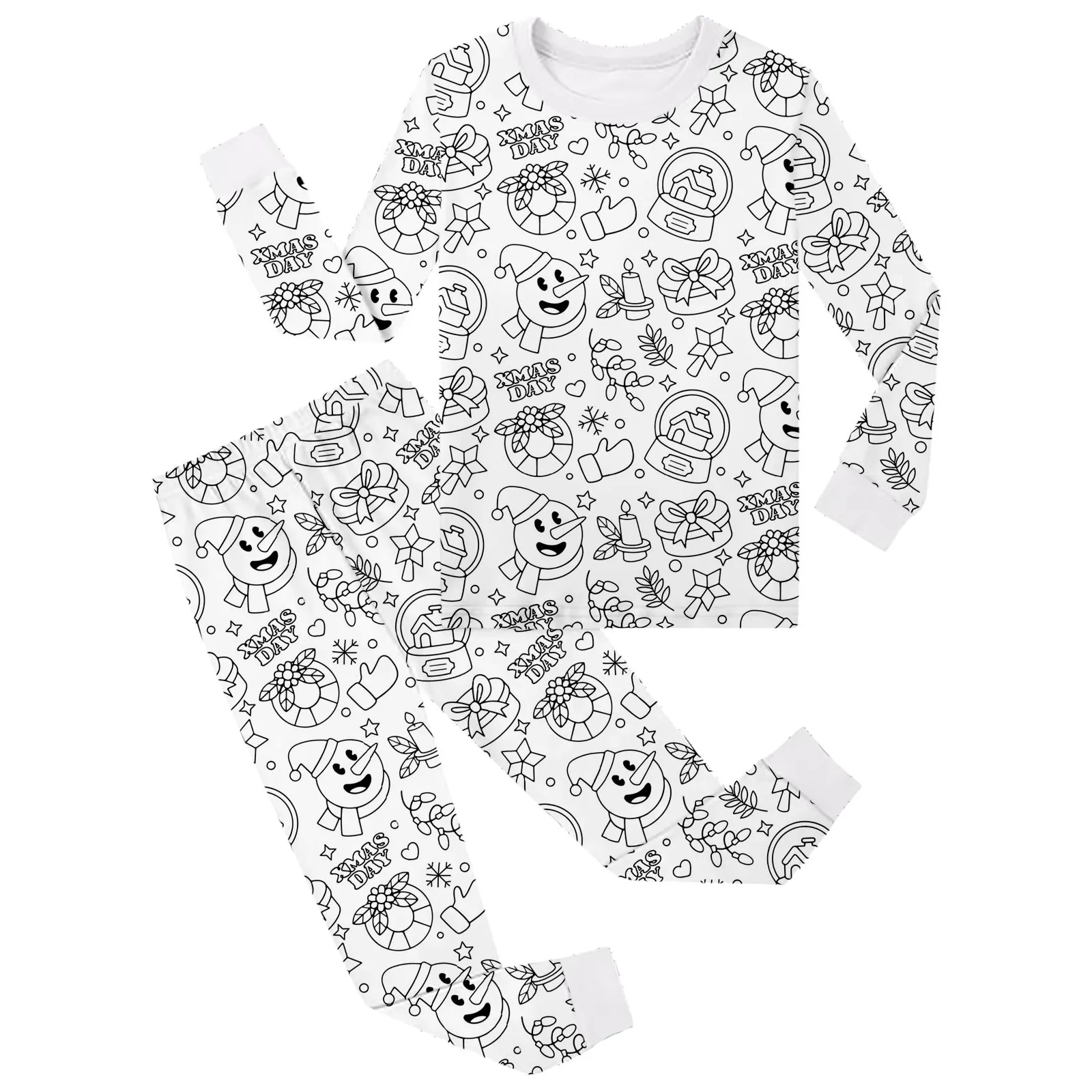 New DIY Pajamas Kids Sketch Colorful Pajama Set Kids Art Color Your Own Pajama Handicraft Toys DIY Crafts Homewear For Baby Girl