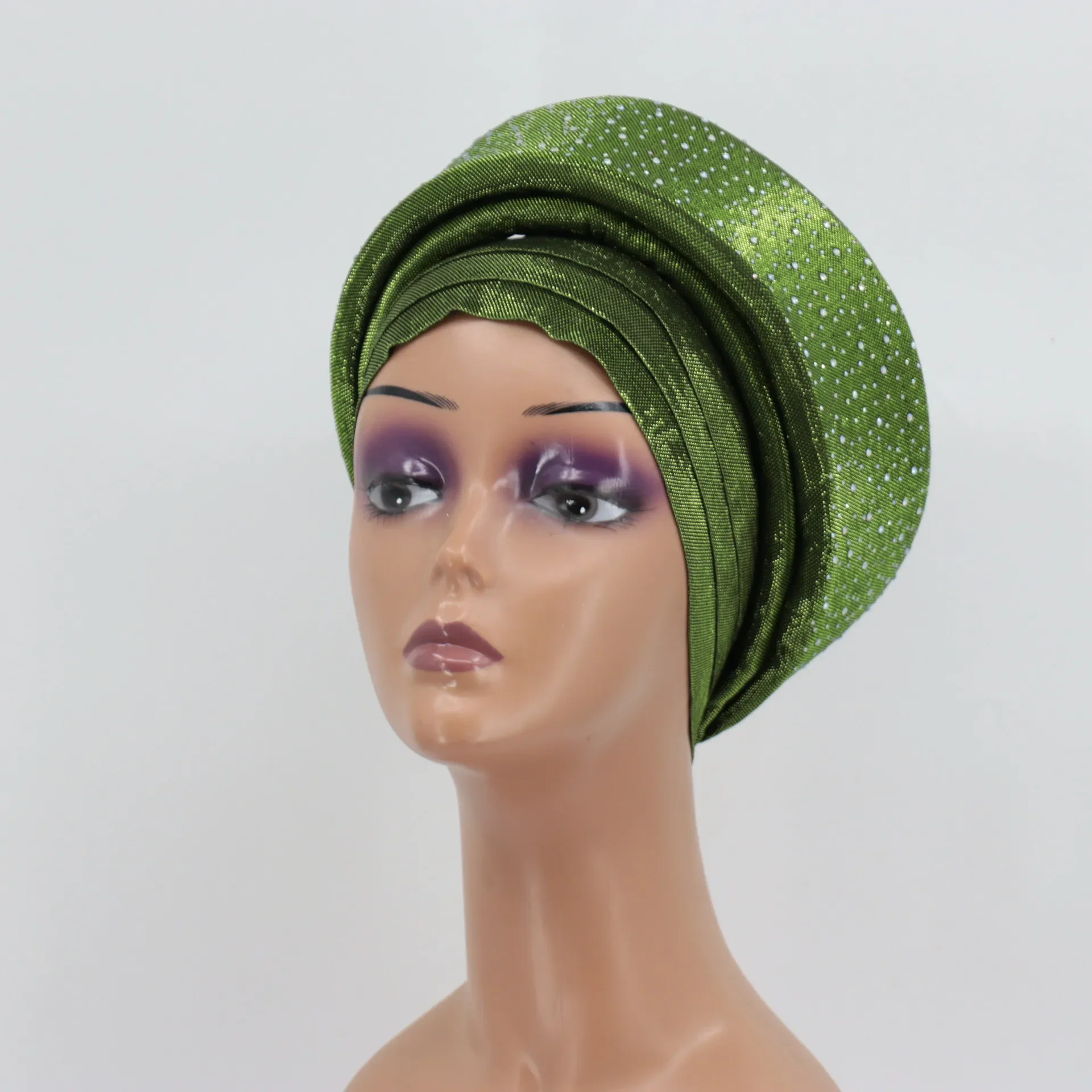 Gorro turbante africano preformado, gorro de fiesta nigeriano, pañuelos para la cabeza femeninos, gorro plisado Auto Gele, gorro musulmán